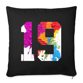 NUMÉRO COLORÉ 19 COLORÉ 19E ANNIVERSAIRE - Housse de coussin décorative 45 x 45 cm - noir - Devant