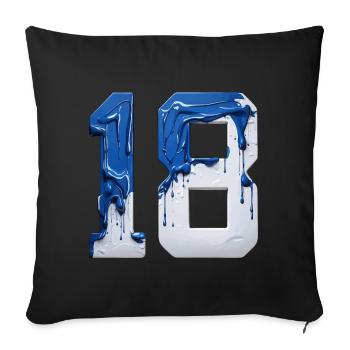 NON. 18 NUMÉRO 18 BLEU BLANC 18E ANNIVERSAIRE - Housse de coussin décorative 45 x 45 cm - noir - Devant