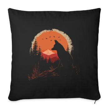 Fox Head Woodland Animal Nature Trees Baby Fox - Sofa pillowcase 17,3'' x 17,3'' (45 x 45 cm) - black - Front