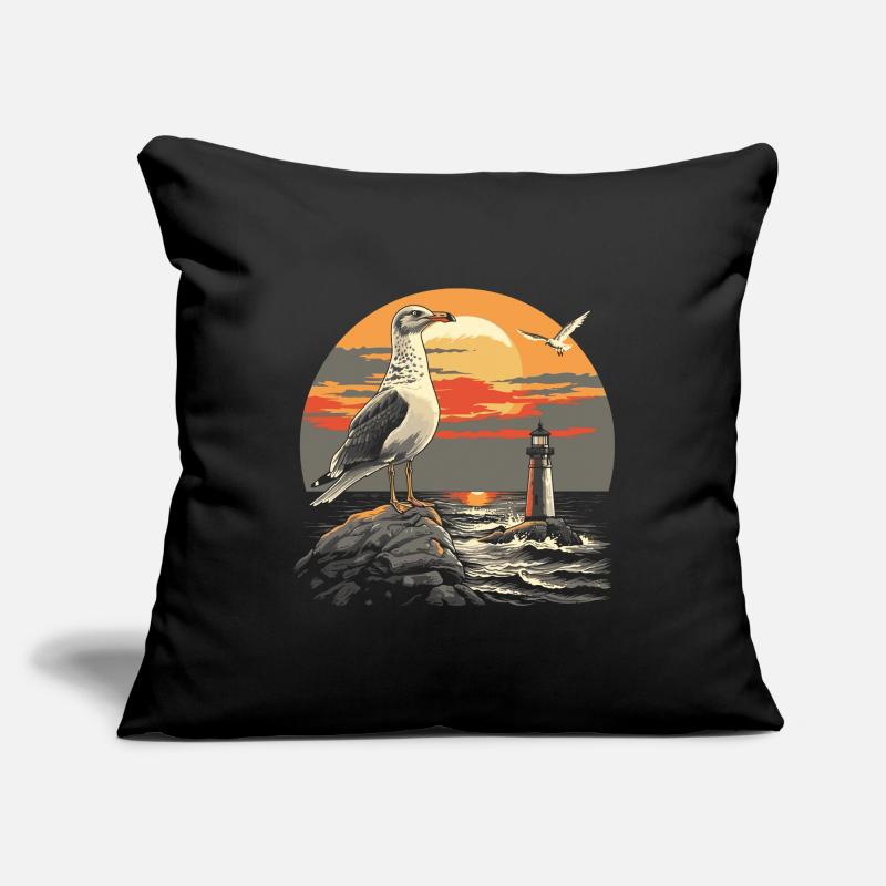 Möwe Seevogel Leuchtturm Sunset Sofakissenbezug 45 x 45 cm