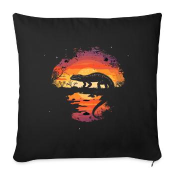 Iguana Reptiles Green Iguana - Sofa pillowcase 17,3'' x 17,3'' (45 x 45 cm) - black - Front