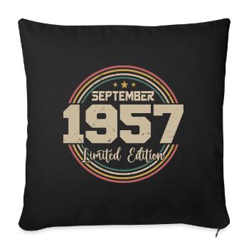 September 1957 Geburtstagsgeschenk 1957 - Sofakissenbezug 45 x 45 cm - Schwarz - Vorne