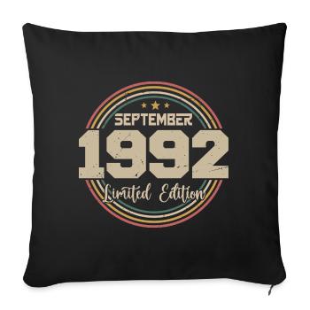 September 1992 Geburtstagsgeschenk 1992 - Sofakissenbezug 45 x 45 cm - Schwarz - Vorne