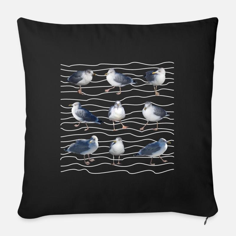 Möwe Meer Wellen Nordsee Sylt Ostsee Fasching - Sofakissenbezug 45 x 45 cm - Schwarz