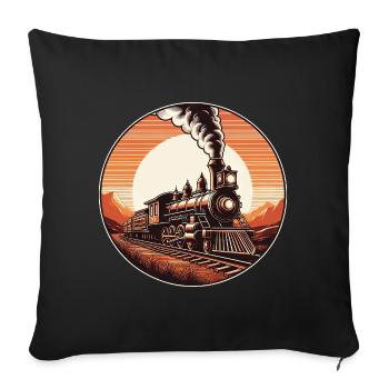 Railway Locomotive Steam Locomotive Wild West Retro Sonnenu - Sofa pillowcase 17,3'' x 17,3'' (45 x 45 cm) - black - Front