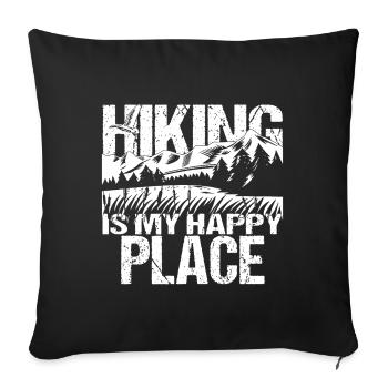 Hiking Is My Happy Place - Sofa pillowcase 17,3'' x 17,3'' (45 x 45 cm) - black - Front