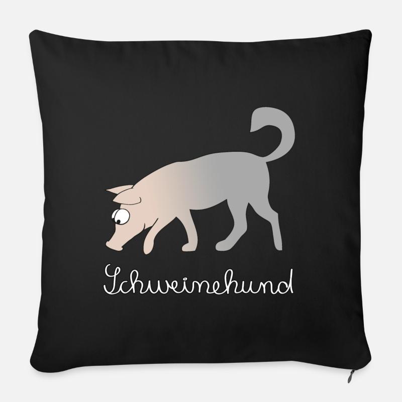 Schweinehund Hund Schwein - Sofakissenbezug 45 x 45 cm - Schwarz