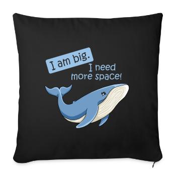 Baleine bleue grosse baleine dans la bande dessinée d'illustration de l'océan - Housse de coussin décorative 45 x 45 cm - noir - Devant
