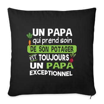Jardinier Papa Jardinage Père Potager Citations - Housse de coussin décorative 45 x 45 cm - noir - Devant