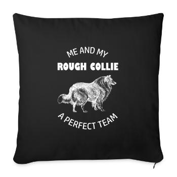 Rough Collie Perfect Team - Housse de coussin décorative 45 x 45 cm - noir - Devant