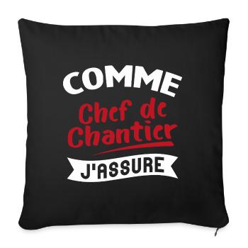 Comme Chef de chantier Cadeau humour - Housse de coussin décorative 45 x 45 cm - noir - Devant