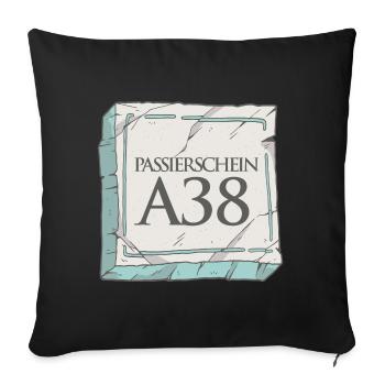 Passierschein A38 Ausgangssperre Home Office - Sofakissenbezug 45 x 45 cm - Schwarz - Vorne