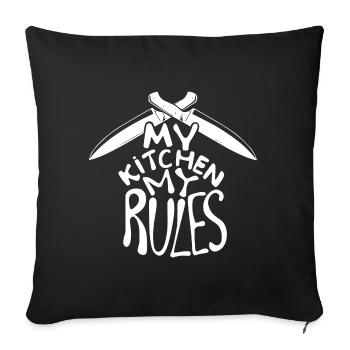 Chef my kitchen my rules cadeau cool cuisinier - Housse de coussin décorative 45 x 45 cm - noir - Devant