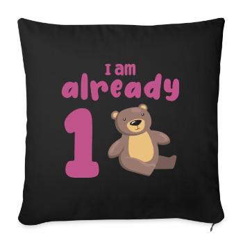 J’ai déjà 1 ans 1ème anniversaire - Housse de coussin décorative 45 x 45 cm - noir - Devant