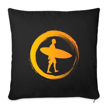Sporty Hobby Leidenschaft Surfer - Sofakissenbezug 45 x 45 cm - Schwarz - Vorne