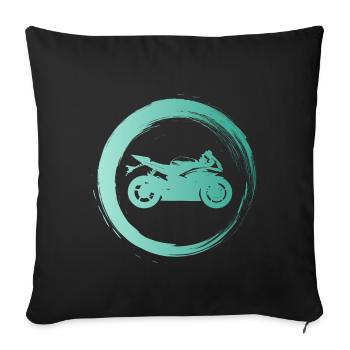 Sporty Hobby Leidenschaft Motorrad - Sofakissenbezug 45 x 45 cm - Schwarz - Vorne