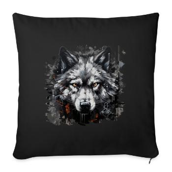 Lone Wolf. Urban hunter in graffiti style. - Sofa pillowcase 17,3'' x 17,3'' (45 x 45 cm) - black - Front