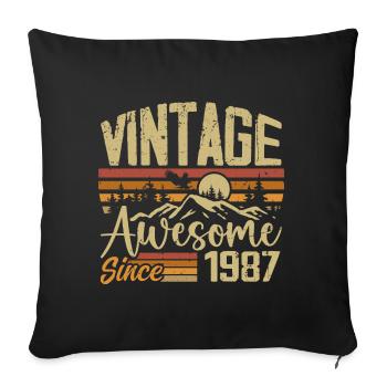 Vintage 1987 Retro 1987 Birthday Gift - Sofa pillowcase 17,3'' x 17,3'' (45 x 45 cm) - black - Front