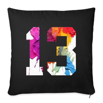 FARBIG NUMMER 13 BUNT 13. GEBURTSTAG - Sofakissenbezug 45 x 45 cm - Schwarz - Vorne