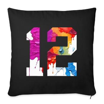 COLORED NUMBER 12 COLORFUL 12TH BIRTHDAY - Sofa pillowcase 17,3'' x 17,3'' (45 x 45 cm) - black - Front