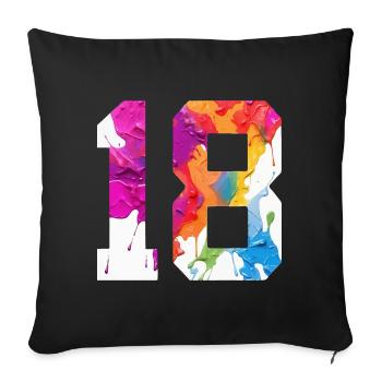 NUMÉRO COLORÉ 18 COLORÉ 18E ANNIVERSAIRE - Housse de coussin décorative 45 x 45 cm - noir - Devant