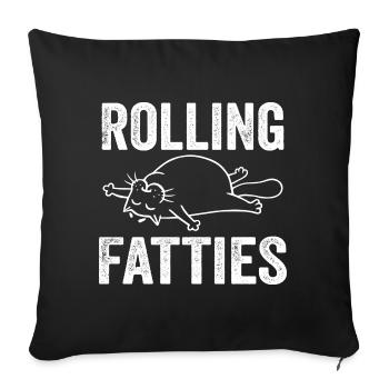 Rolling Fatties Cat Funny Fat Kitten Cat Lover - Housse de coussin décorative 45 x 45 cm - noir - Devant