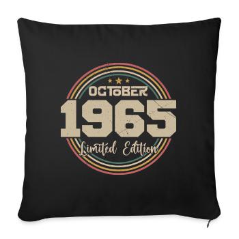 Né en octobre 1965 Retro Anniversaire Octobre 1965 - Housse de coussin décorative 45 x 45 cm - noir - Devant
