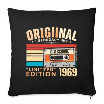 Original 1969, Legendary since 1969 Vintage 1969 - Sofa pillowcase 17,3'' x 17,3'' (45 x 45 cm) - black - Front