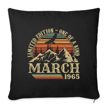 March 1965 Birthday Gift, Born In March 1965 - Sofa pillowcase 17,3'' x 17,3'' (45 x 45 cm) - black - Front