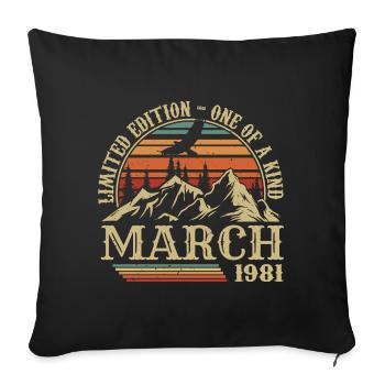 Cadeau D'anniversaire Mars 1981, Nées En Mars 1981 - Housse de coussin décorative 45 x 45 cm - noir - Devant