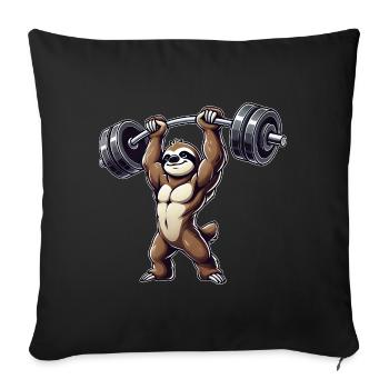 paresseux haltère fitness entraînement fort - Housse de coussin décorative 45 x 45 cm - noir - Devant