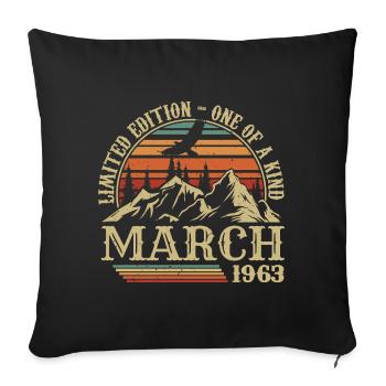 March 1963 Birthday Gift, Born In March 1963 - Sofa pillowcase 17,3'' x 17,3'' (45 x 45 cm) - black - Front