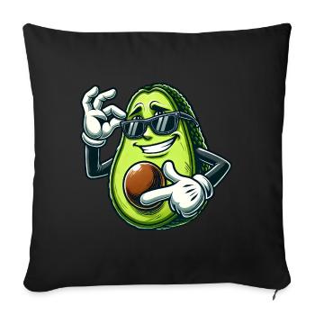 Coole Avocado Veganer Cartoon Comic Sonnenbrille - Sofakissenbezug 45 x 45 cm - Schwarz - Vorne