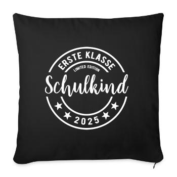 Erste Klasse - Schulkind 2025 - Name eintragen - Sofakissenbezug 45 x 45 cm - Schwarz - Vorne