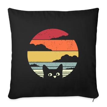 Graphique drôle de chat - Housse de coussin décorative 45 x 45 cm - noir - Devant