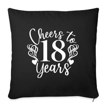 Vive le 18e anniversaire de 18 ans - Housse de coussin décorative 45 x 45 cm - noir - Devant