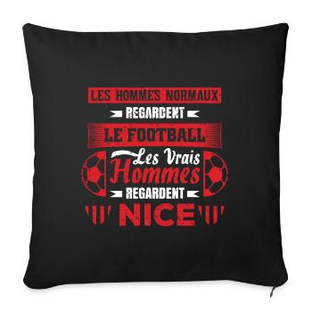 les vrais hommes regardent NICE fans club de foot - Housse de coussin décorative 45 x 45 cm - noir - Devant