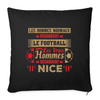 les vrais hommes regardent NICE fans club de foot - Housse de coussin décorative 45 x 45 cm - noir - Devant