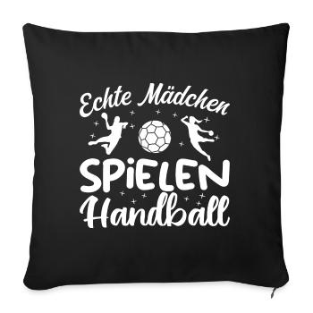 Echte Mädchen spielen Handball - Housse de coussin décorative 45 x 45 cm - noir - Devant