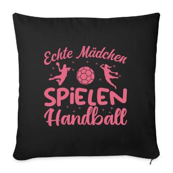 Real girls playing handball - Sofa pillowcase 17,3'' x 17,3'' (45 x 45 cm) - black - Front