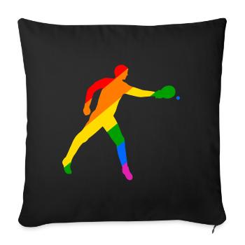 Tennis de table coloré - Housse de coussin décorative 45 x 45 cm - noir - Devant