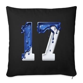 NON. 17 NUMÉRO 17 BLEU BLANC 17E ANNIVERSAIRE - Housse de coussin décorative 45 x 45 cm - noir - Devant