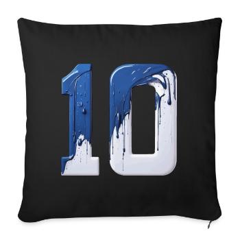 NO. 10 NUMBER 10 BLUE WHITE 10TH BIRTHDAY - Sofa pillowcase 17,3'' x 17,3'' (45 x 45 cm) - black - Front