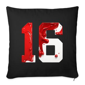 NO. 16 NUMBER 16 RED WHITE 16TH BIRTHDAY - Sofa pillowcase 17,3'' x 17,3'' (45 x 45 cm) - black - Front