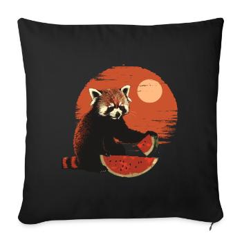 Panda roux Chat Ours Panda roux Pastèque - Housse de coussin décorative 45 x 45 cm - noir - Devant