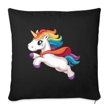 Lustiges Einhorn als Held für einen Superheld - Sofakissenbezug 45 x 45 cm - Schwarz - Vorne