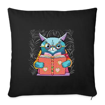 The Cat Who Reads - Sofa pillowcase 17,3'' x 17,3'' (45 x 45 cm) - black - Front