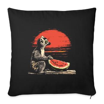 Lémurien Lémurien à queue annelée Lémurien de Madagascar animal pastèque - Housse de coussin décorative 45 x 45 cm - noir - Devant