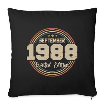 Cadeau Septembre 1988 September Birthday Gift 1988 - Housse de coussin décorative 45 x 45 cm - noir - Devant