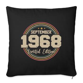 September 1968 Birthday Gift 1968 - Sofa pillowcase 17,3'' x 17,3'' (45 x 45 cm) - black - Front
